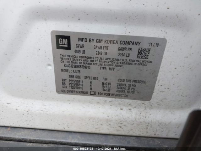KL4CJESB9KB799915 Buick Encore Awd Preferred