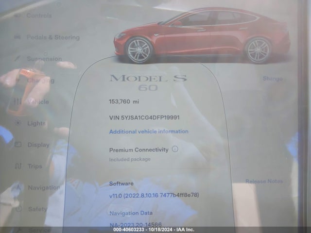 2013 TESLA MODEL S 5YJSA1CG4DFP19991 Photo 6