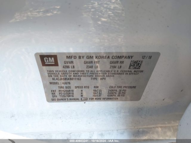 KL4CJASB5KB811163 Buick Encore Fwd Preferred