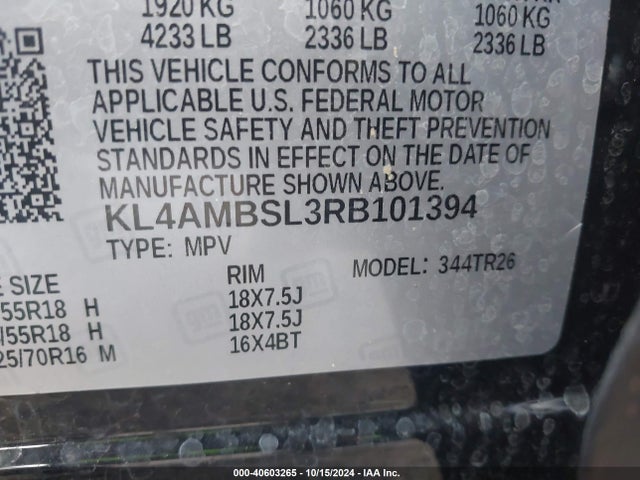 KL4AMBSL3RB101394 Buick Encore Gx Preferred Fwd