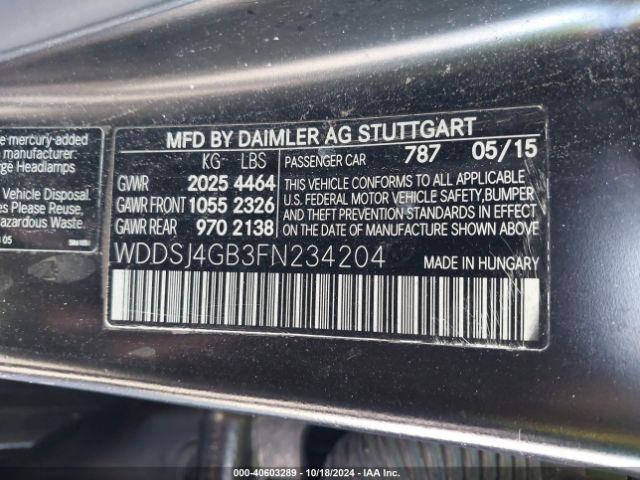 WDDSJ4GB3FN234204 Mercedes-Benz CLA 250 4MATIC