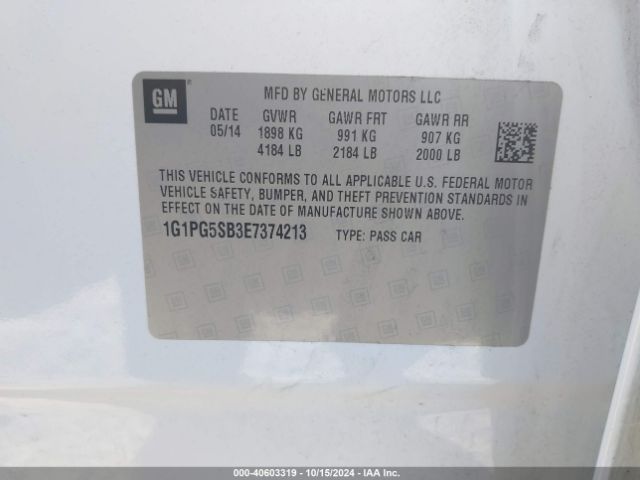 1G1PG5SB3E7374213 Chevrolet CRUZE LTZ