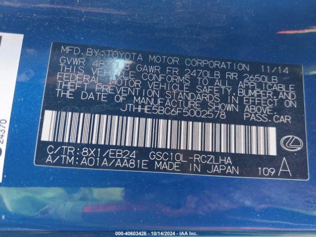JTHHE5BC6F5002578 Lexus RC 350