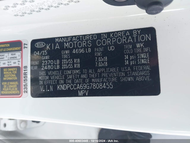 KIA Sportage Sx 2016 KNDPCCA69G7808455 Image 9