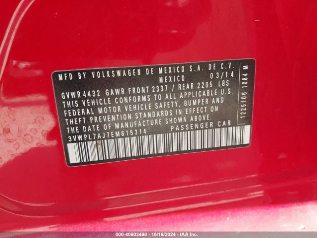 3VWPL7AJ7EM615314 Volkswagen Jetta Sportwagen 2.0l Tdi