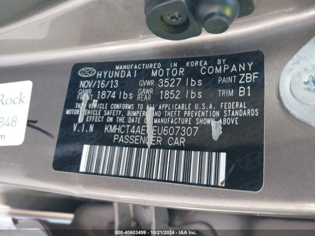 KMHCT4AE0EU607307 Hyundai ACCENT GLS