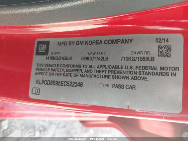 KL8CD6S95EC522346 Chevrolet Spark 1lt Auto