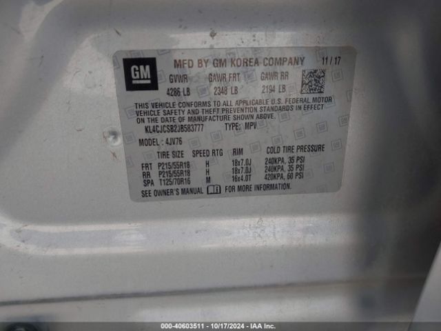 KL4CJCSB2JB583777 Buick Encore Essence