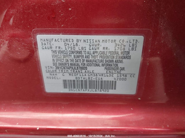 Nissan Versa 1.6 Sv 2018 3N1CN7APXJL878920 Image 9