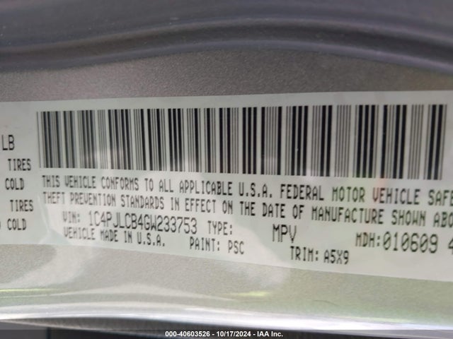 Jeep Cherokee Latitude 2016 1C4PJLCB4GW233753 Image 9