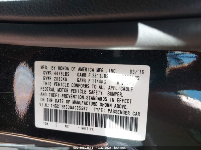 1HGCT2B03GA005597 Honda Accord Touring