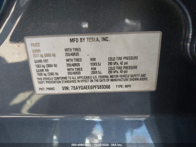 2023 TESLA MODEL Y 7SAYGAEE8PF589368 Photo 8