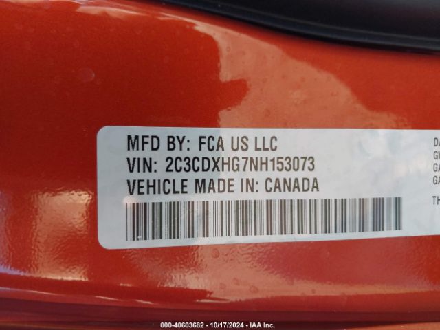 2C3CDXHG7NH153073 Dodge Charger Gt Rwd