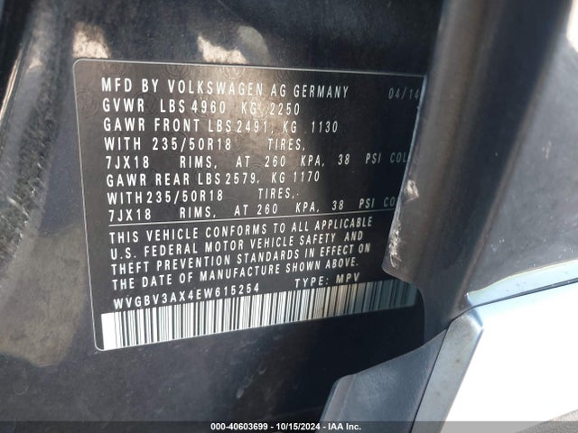 Volkswagen Tiguan Sel 2014 WVGBV3AX4EW615254 Image 9