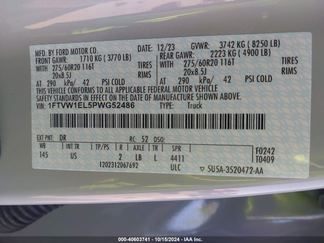 Ford F-150 Lightning Xlt 2023 1FTVW1EL5PWG52486 Image 9