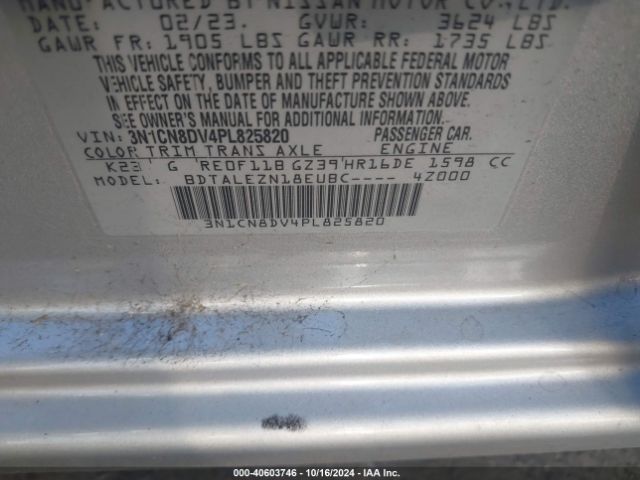 3N1CN8DV4PL825820 Nissan Versa 1.6 S Xtronic Cvt