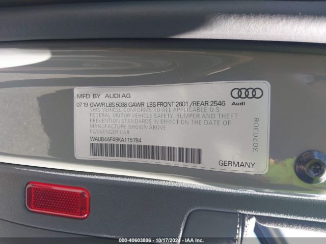 WAUB4AF49KA115784 Audi S4 3.0t Premium