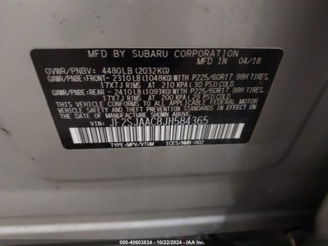JF2SJAAC8JH584365 Subaru Forester 2.5i
