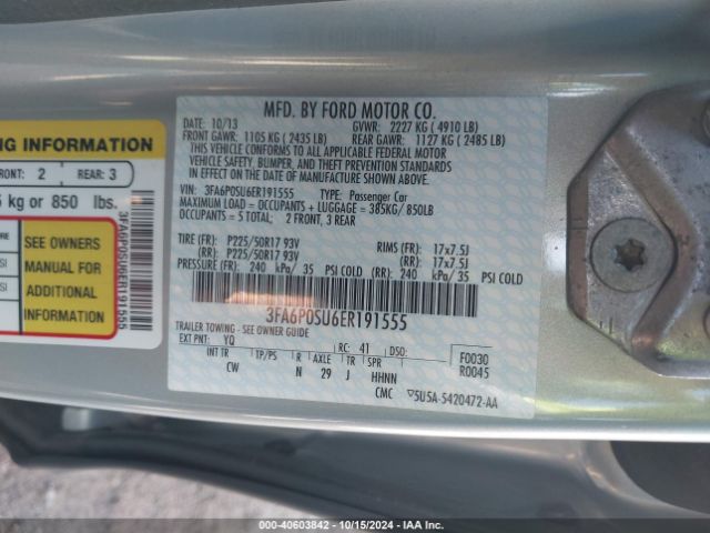 3FA6P0SU6ER191555 Ford Fusion Energi Titanium