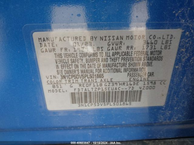 3N1CP5DV5PL501865 Nissan Kicks Sr Xtronic Cvt