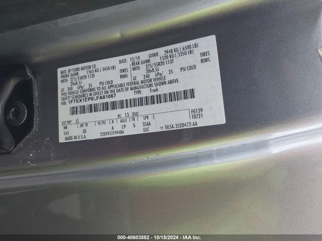 Ford F-150 Xl 2020 1FTEX1EP8LFA81067 Image 9