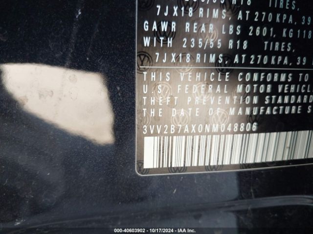 3VV2B7AX0NM048806 Volkswagen Tiguan 2.0t Se