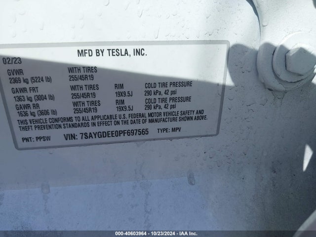 2023 TESLA MODEL Y 7SAYGDEE0PF697565 Photo 8