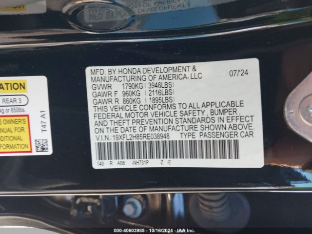 19XFL2H85RE038948 Honda Civic Sport