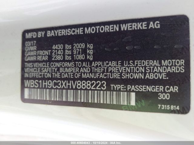 WBS1H9C3XHV888223 BMW M2