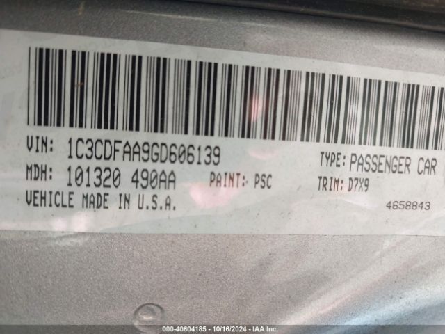 1C3CDFAA9GD606139 Dodge DART SE