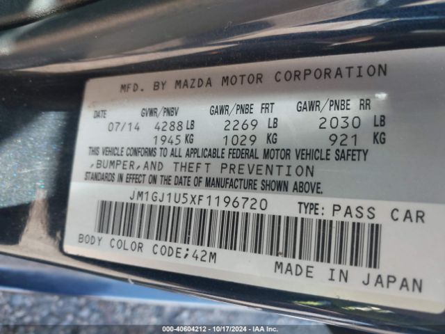 JM1GJ1U5XF1196720 Mazda Mazda6 I Sport