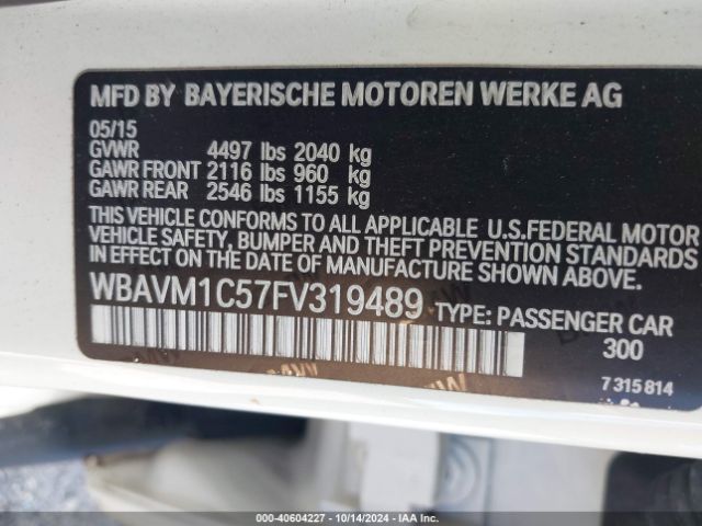 WBAVM1C57FV319489 BMW X1 Sdrive28i