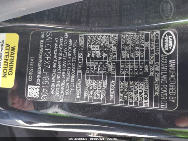 SALCP2FX7LH851493 Land Rover Discovery Sport Se