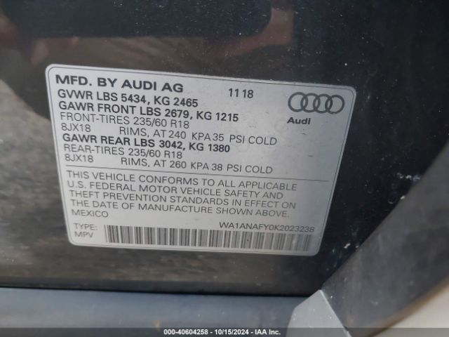 2019 AUDI Q5 WA1ANAFY0K2023238 Photo 8
