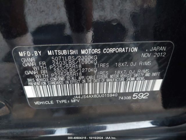 2013 MITSUBISHI OUTLANDER JA4JS4AX8DU015940 Photo 8