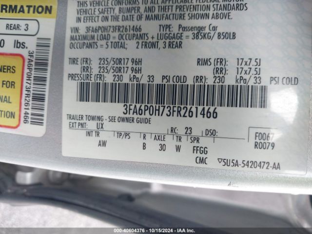 3FA6P0H73FR261466 Ford FUSION SE