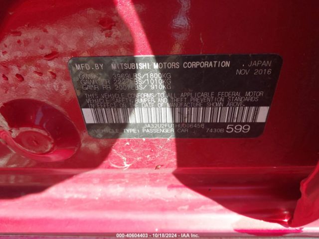 JA32U2FU1HU006458 Mitsubishi LANCER ES