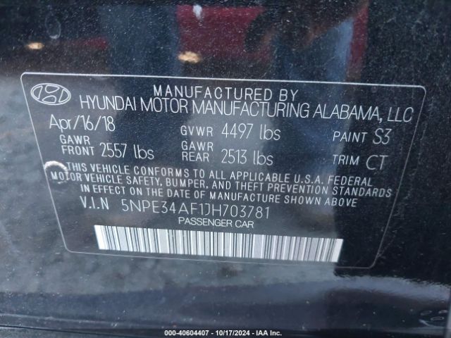 5NPE34AF1JH703781 Hyundai Sonata Sport+