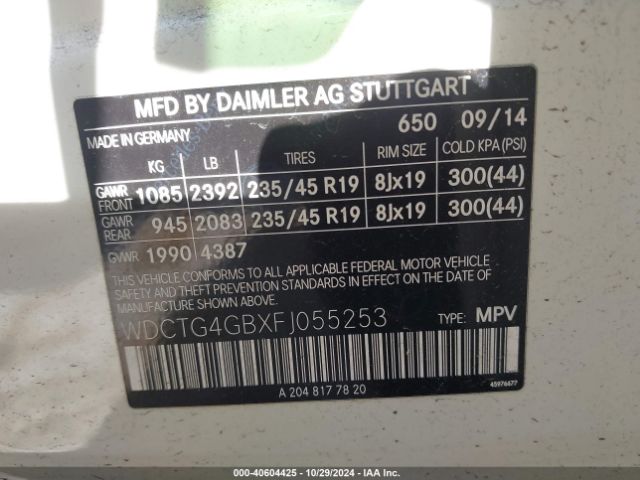WDCTG4GBXFJ055253 Mercedes-Benz Gla 250 4matic