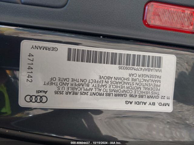 WAUABAF47PN009335 Audi A4 Premium 40 Tfsi Quattro S Tronic