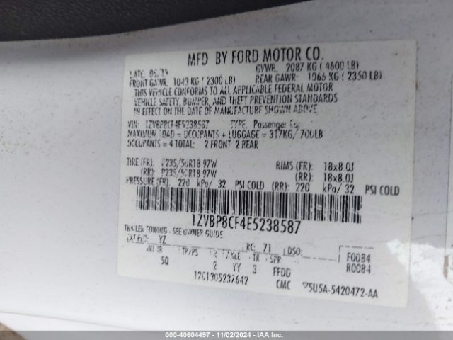 1ZVBP8CF4E5238587 Ford Mustang Gt Premium