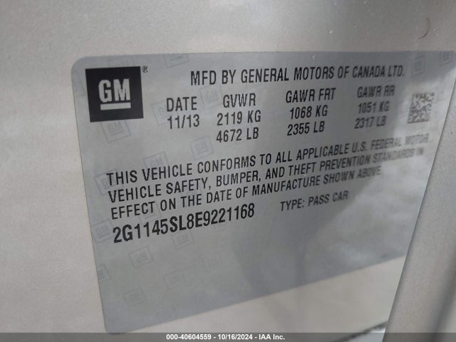 Chevrolet Impala 1lz 2014 2G1145SL8E9221168 Image 9