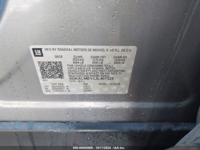 3GKALMEV1JL407115 GMC Terrain Sle