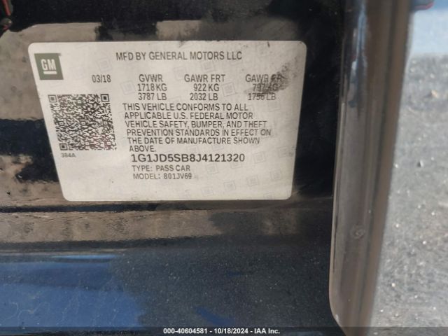 1G1JD5SB8J4121320 Chevrolet Sonic Lt Auto