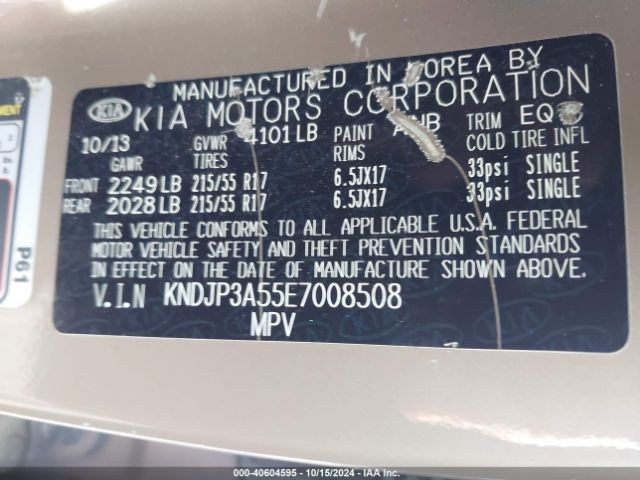 KNDJP3A55E7008508 KIA SOUL +