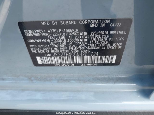 JF2GTHNC5NH261724 Subaru Crosstrek Limited