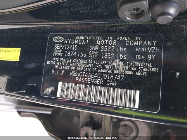 KMHCT4AE4GU018747 Hyundai ACCENT SE