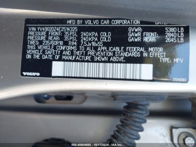 YV4902DZ4E2514325 Volvo Xc60 T6 R-design Premier Plus