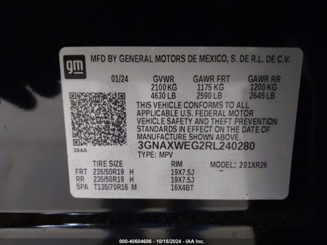 3GNAXWEG2RL240280 Chevrolet Equinox Awd Rs