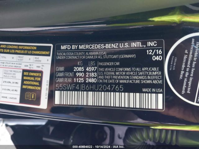 55SWF4JB6HU204765 Mercedes-Benz C 300 Luxury/sport
